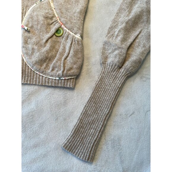 ANTHROPOLOGIE Sleeping On Snow Knit Hooded Zip Cardigan Floral  Y2K  Womens XS - Picture 10 of 11